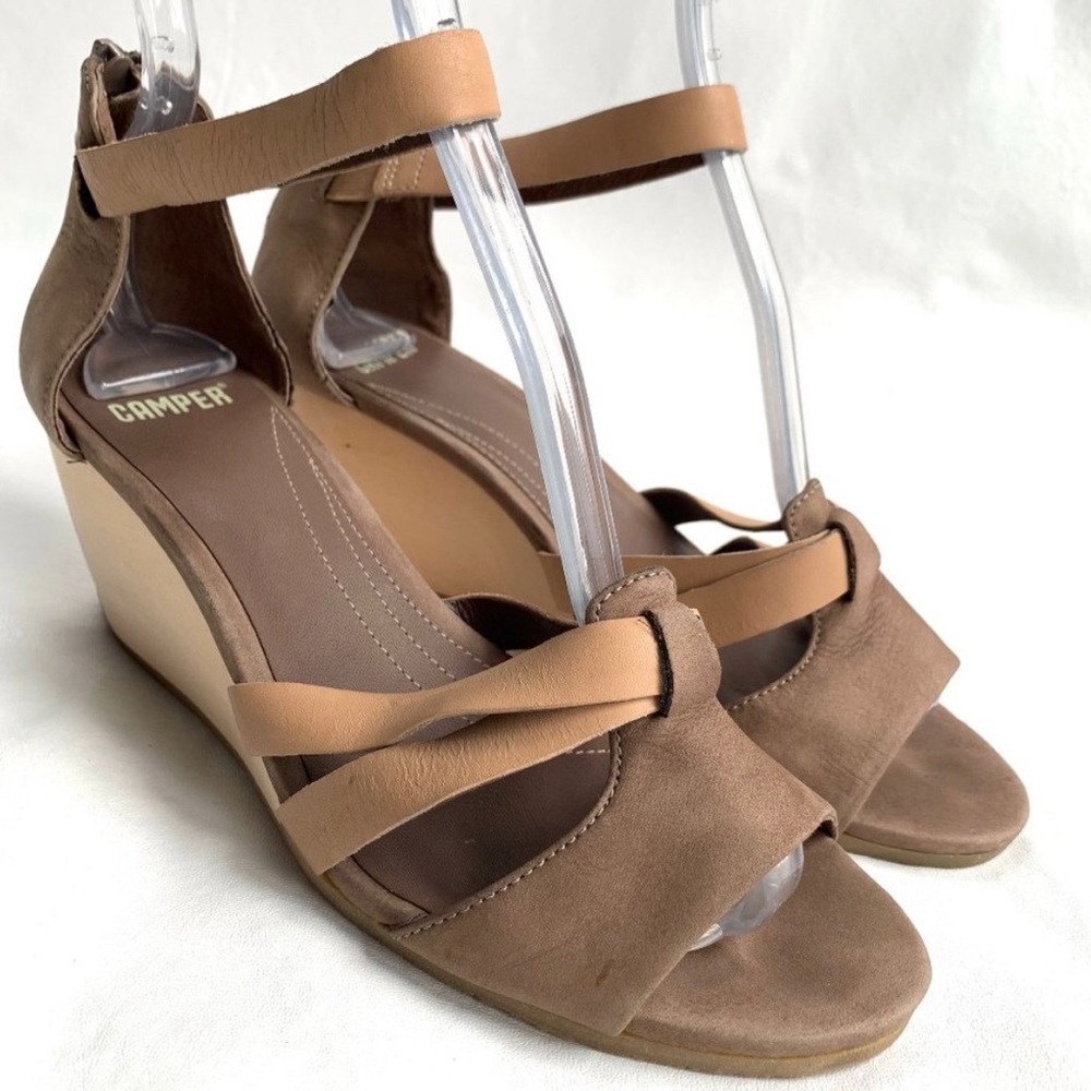 Camper sandals wood wedge size 7